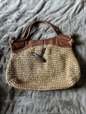 Foley + Corinna Natural Straw Tote with Brown Leather Trim